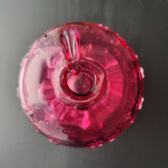 Cranberry Glass Candle Holder with Ruffled Edge - Picture 11 of 13